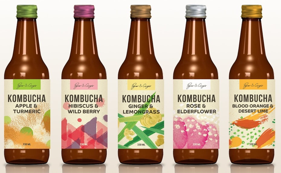 Bottle labels for a healthy drinks brand
