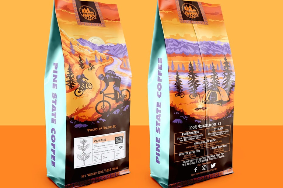 pine state coffee packaging design
