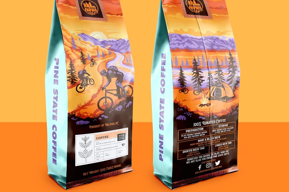 pine state coffee packaging design