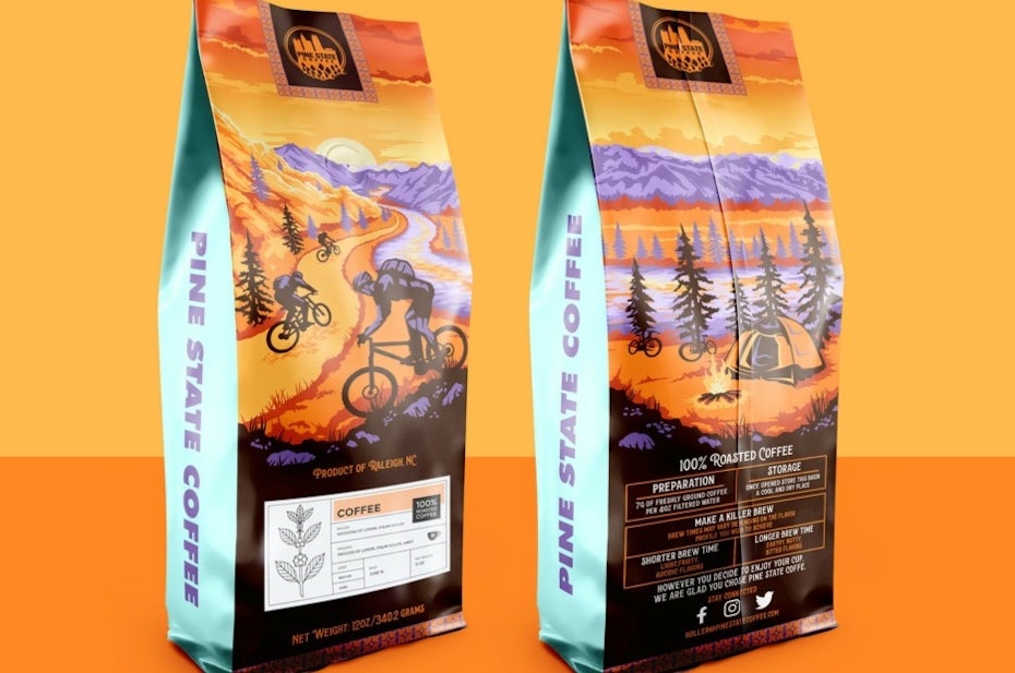 pine state coffee packaging design