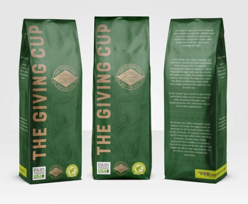 Design de packaging du café The Giving Cup