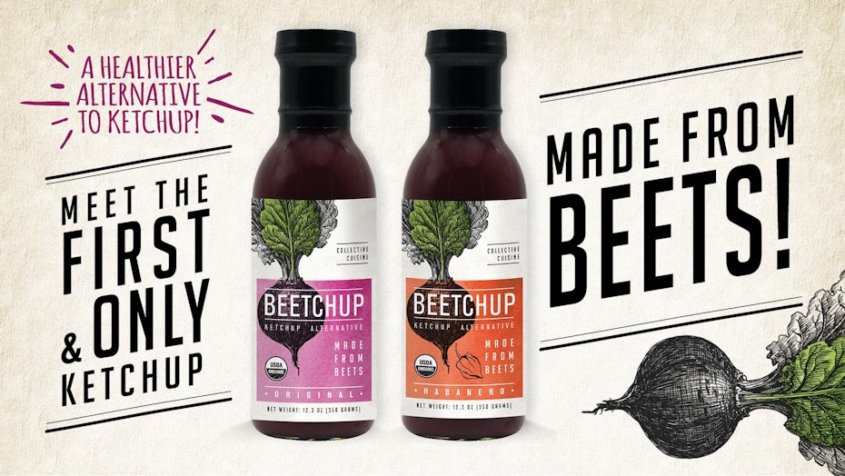 Label design for beet based ketchup