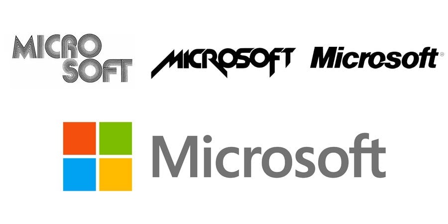 Rebranding des Microsoft-Logos von 1987 bis heute.