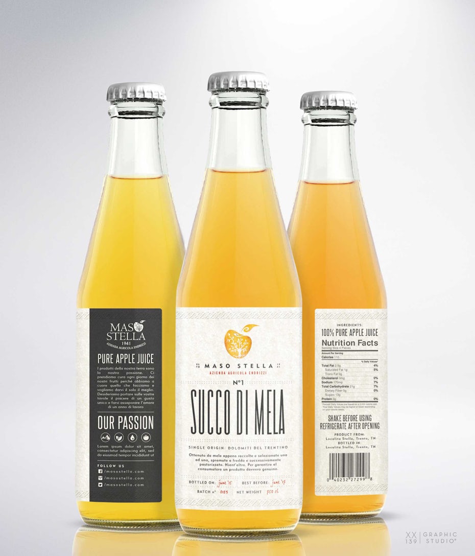 Label design for apple juice product