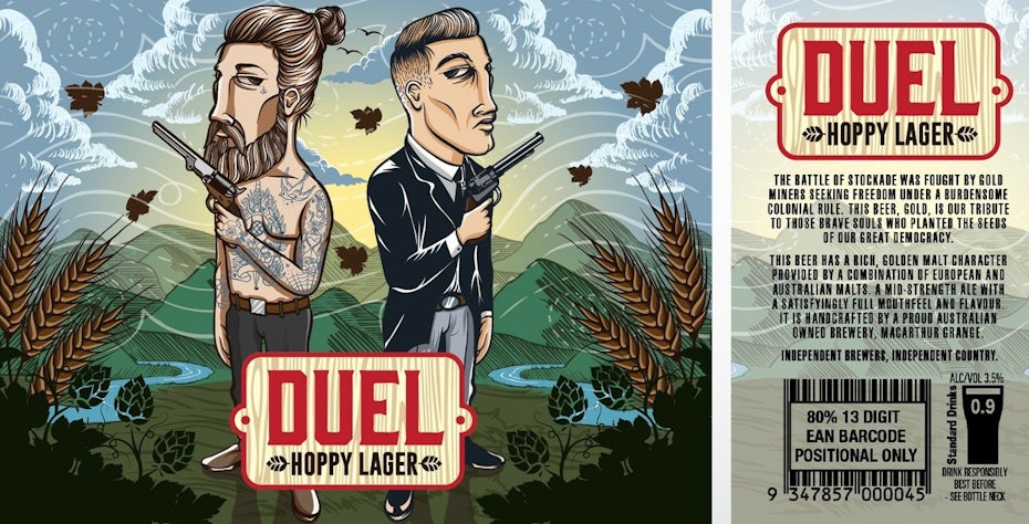 Illustratives Etikettendesign für Bierflasche