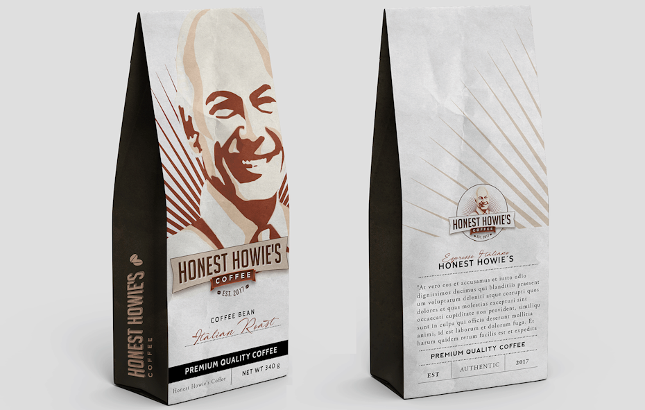 honest howie coffee packaging