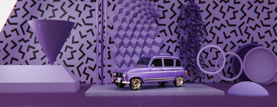 Memphis 3D purple design