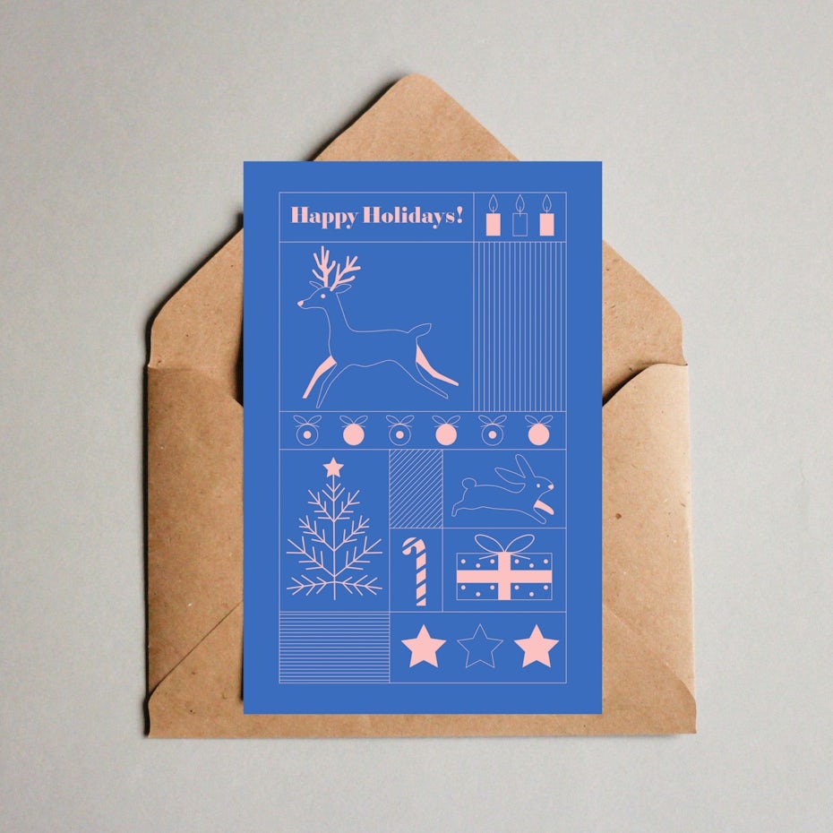 Blue Modern Christmas Card design