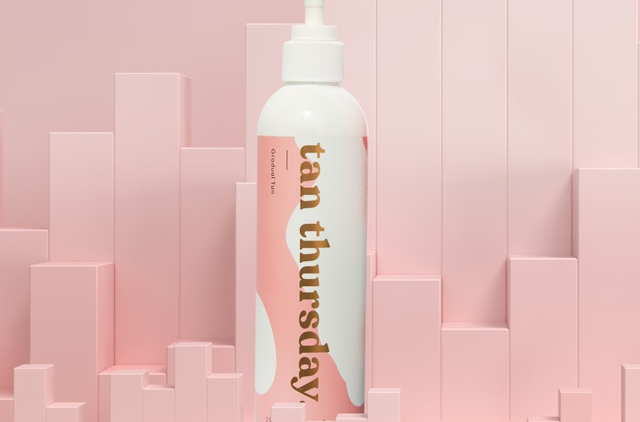 Pink label design with abstract shape for cosmetic brand