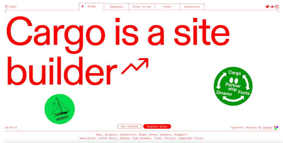 Brutalist web page design for website builder