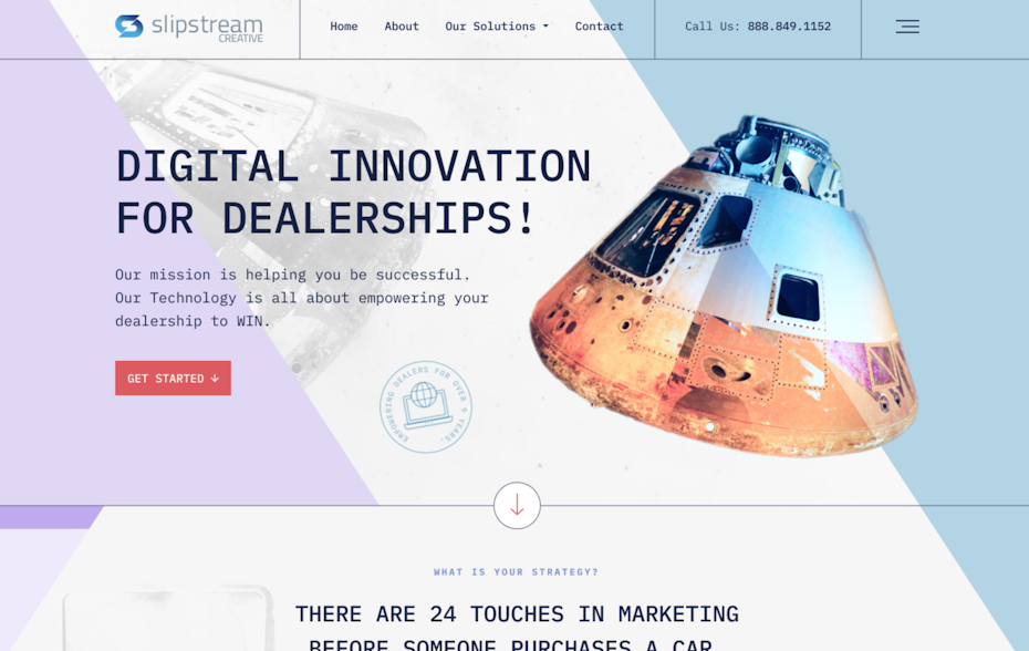 Homepage web design for automotive dealership
