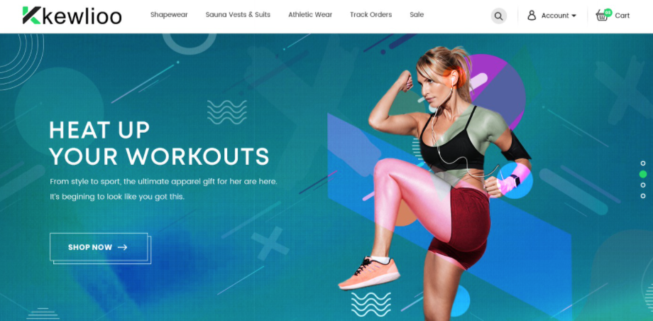 Webseitendesign für Fitnessmarke mit abstrakten Memphis-Designmustern