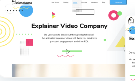 Web page design for explainer video service with abstract memphis design patterns