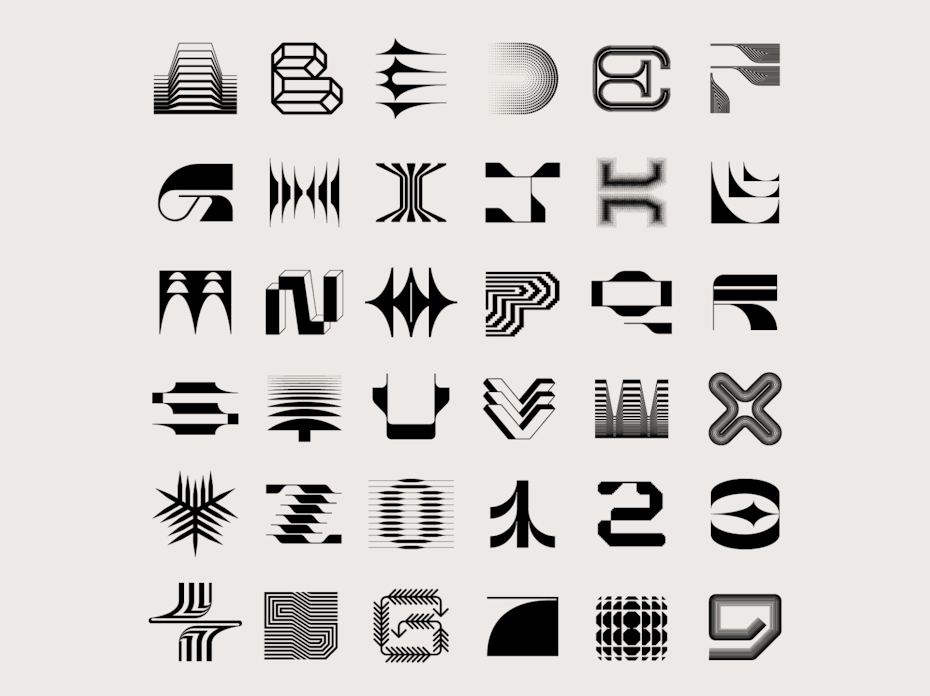 Alphabet lettering with experimental typography
