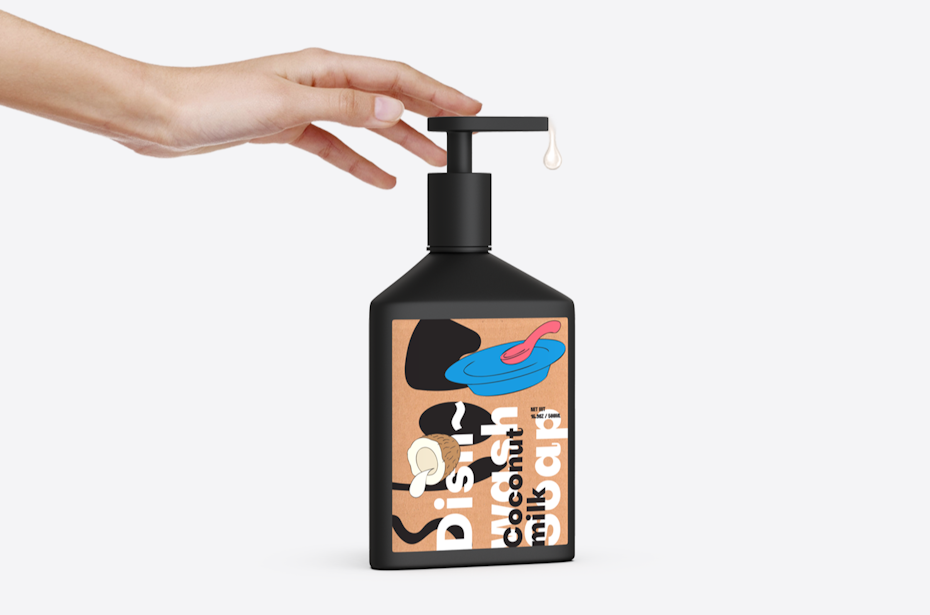 A hand squeezes Slow Corporation’s eco-friendly dish-soap