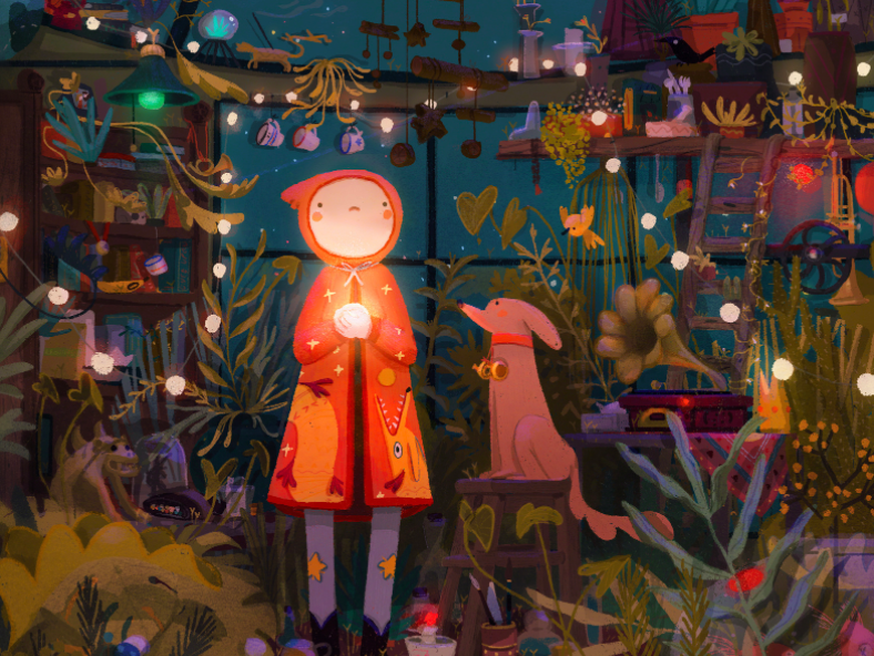 Fantasy surreal greenhouse illustration