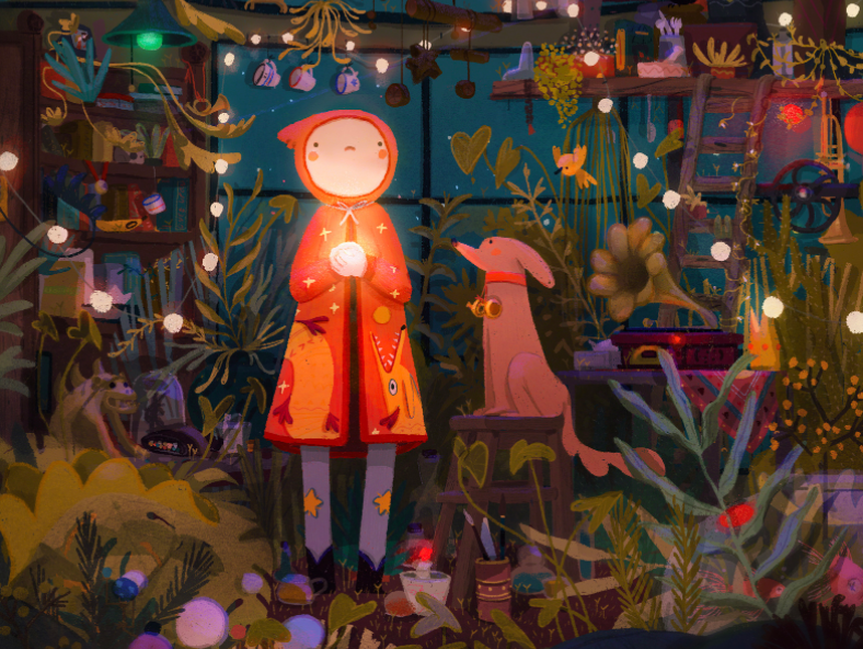 Fantasy surreal greenhouse illustration