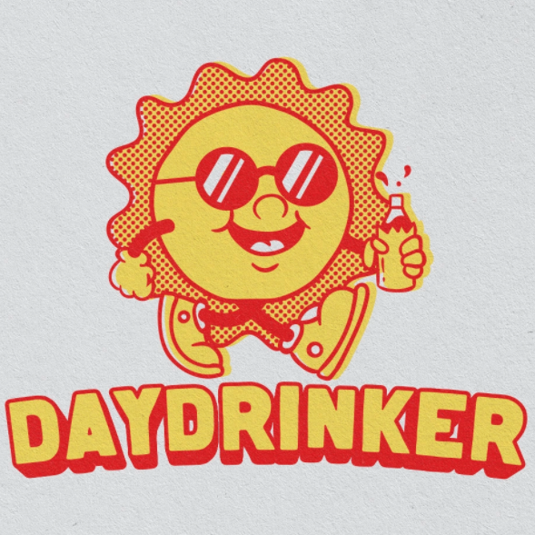 anthropomorphic sun wearing sunglasses and holding a bottle