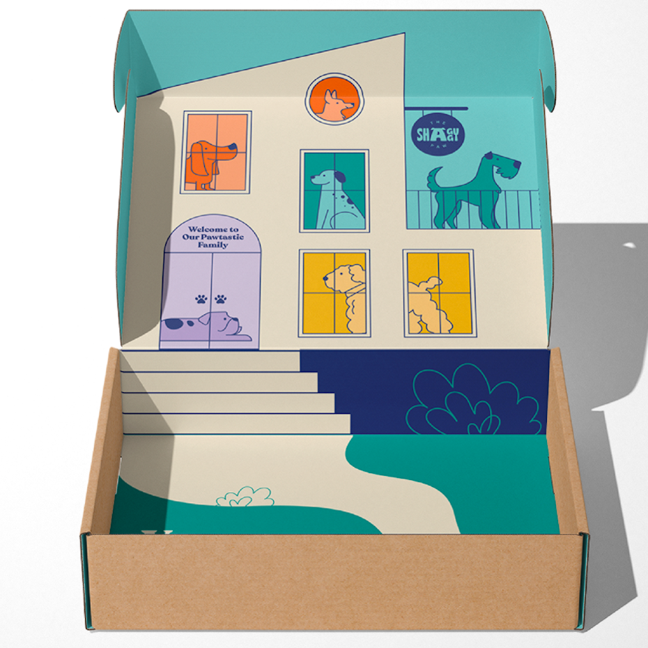 cardboard box packaging colorful interior