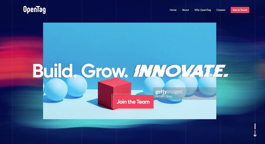 Typography focused hero image for web design