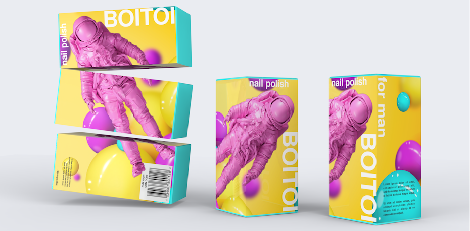 Design de packaging coloré pour une marque de vernis à ongles