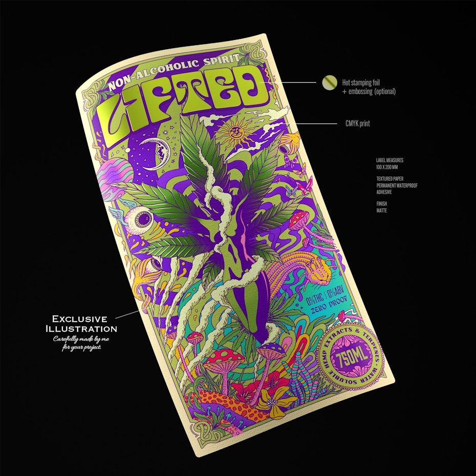 psychedelic packaging label