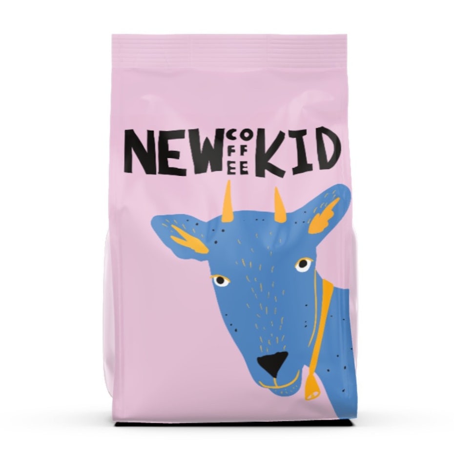 Coffee pouch design with flat character