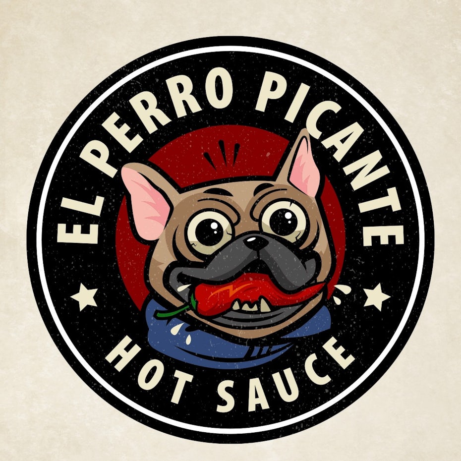 Principales tendencias de branding - Logo de salsa picante con perro