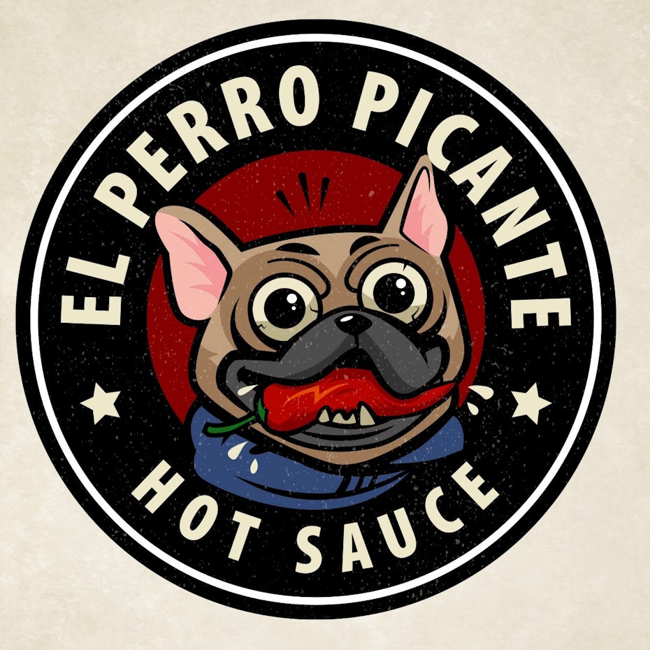 Hot sauce logo with dog