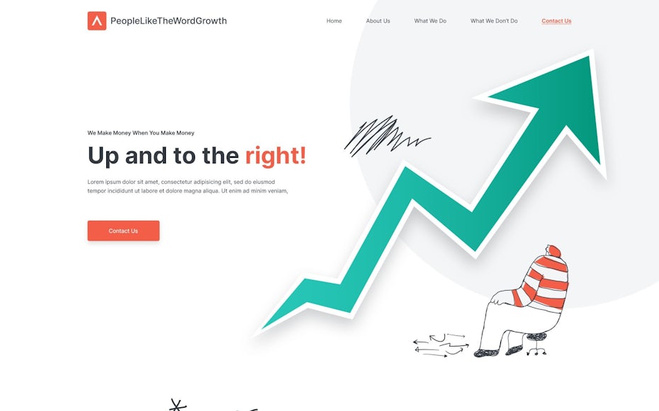 Marketing website design with hand-drawn graphics