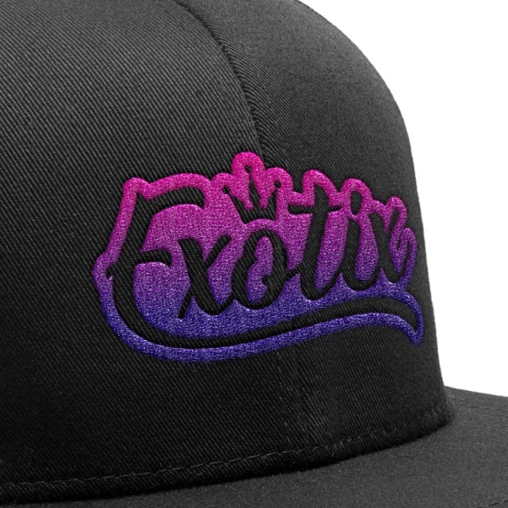 blue and pink gradient graffiti text logo