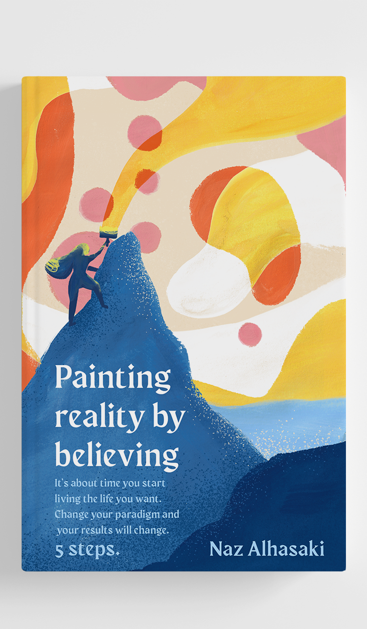 Diseño de portada de libro para pintores con formas abstractas.