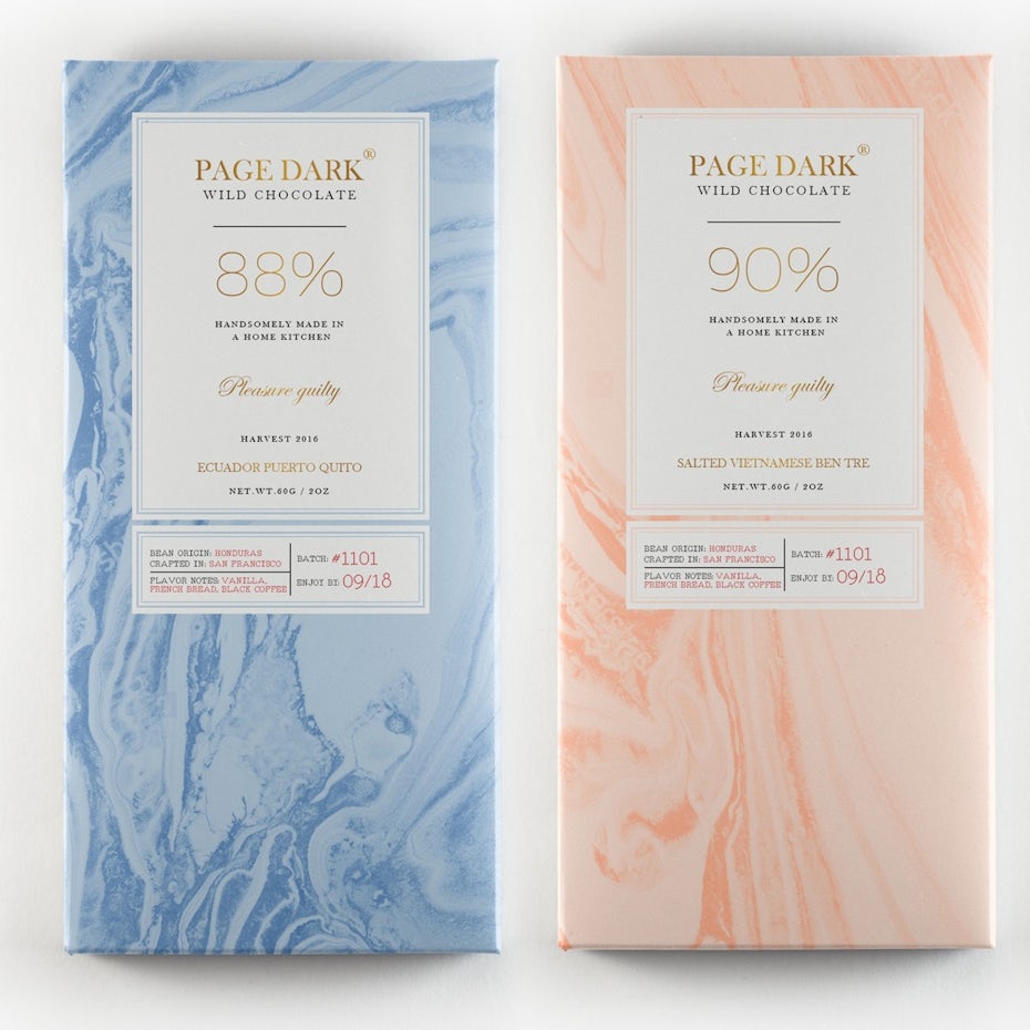 Pastel textured chocolate packaging design