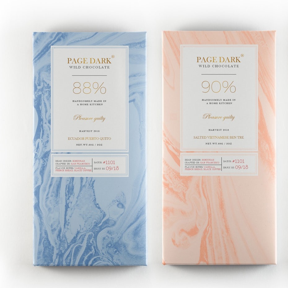 Pastel textured chocolate packaging design
