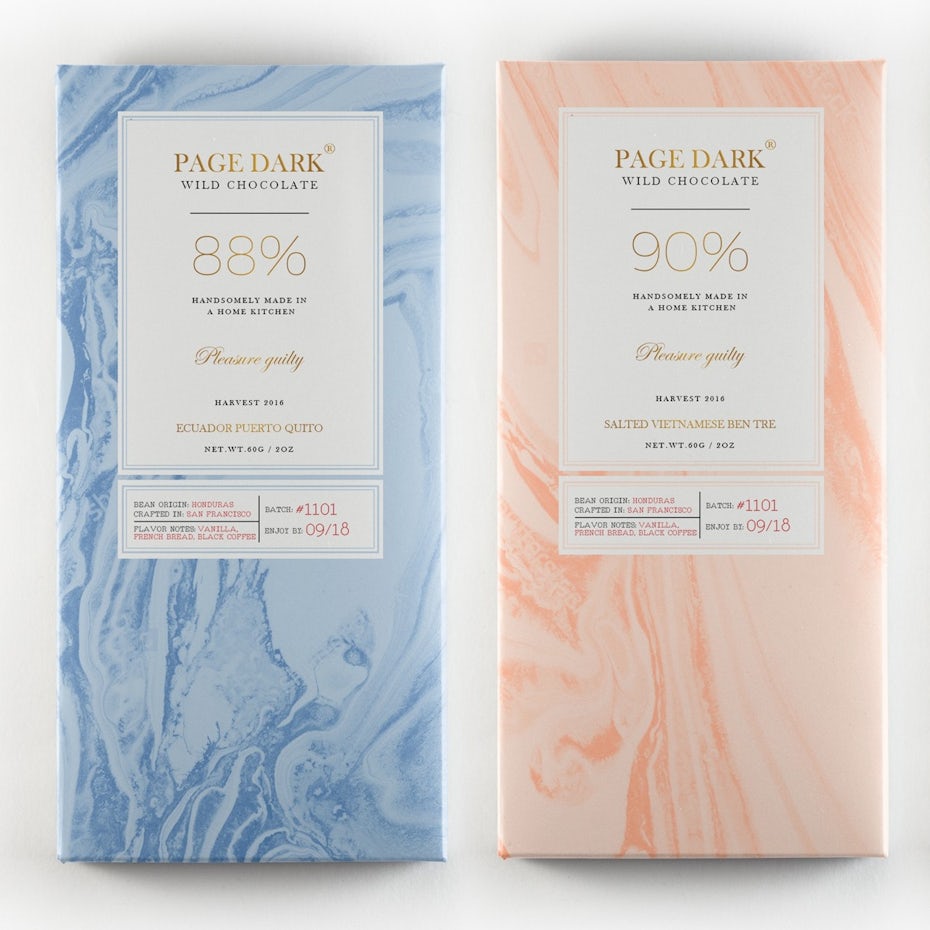 Pastel textured chocolate packaging design