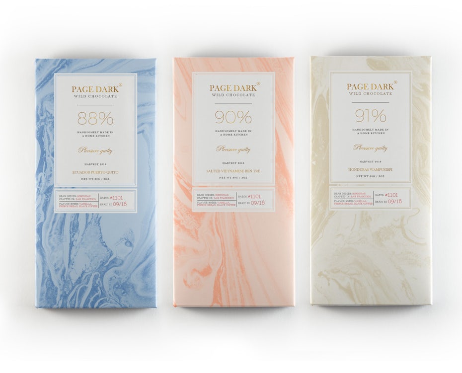 chocolate packaging in pastel colors with textured background