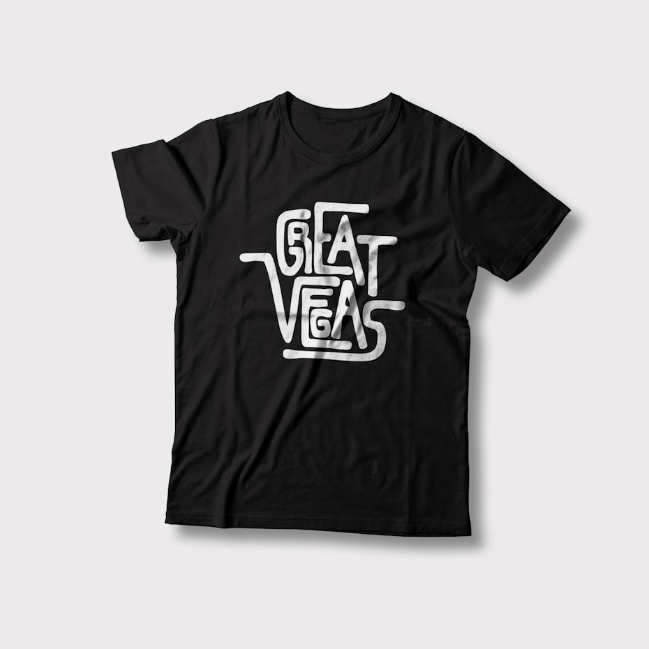 T-shirt design with blobby rounded font lettering