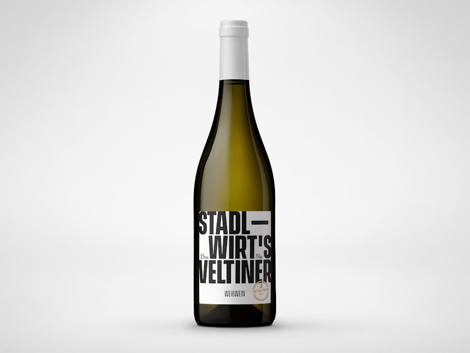 Typographic wine label design with thick lettering