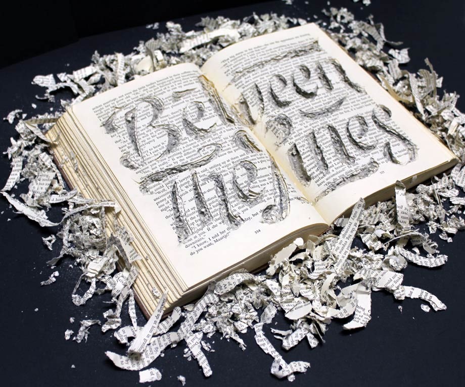Lettering design made with physical objects and textures