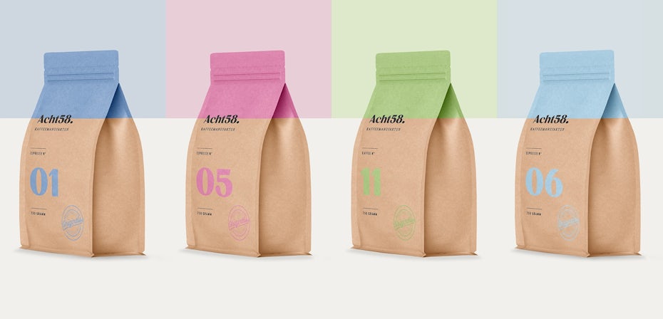 packaging design with stubble pop of color against beige