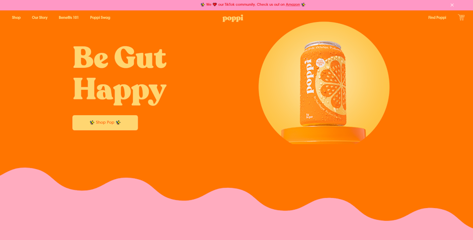 Tendencias de color inspiradoras para 2022 - diseño de sitio web de bebidas naranja y rosa