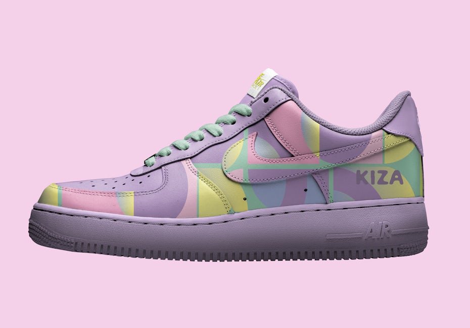 Tendencias de color inspiradoras para 2022 - zapatilla Nike con diseño abstracto en colores pastel