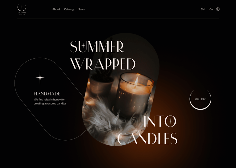 Diseño de ecommerce tendencias - sitio de comercio electrónico de velas