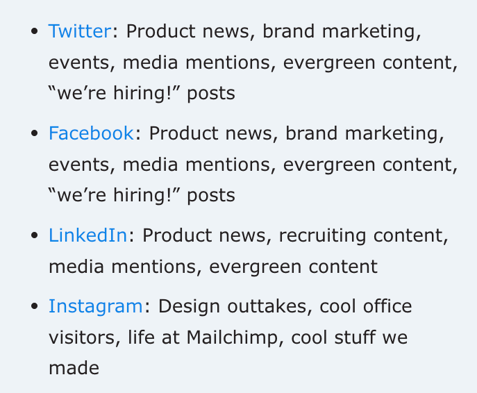 social media style guide from mailchimp