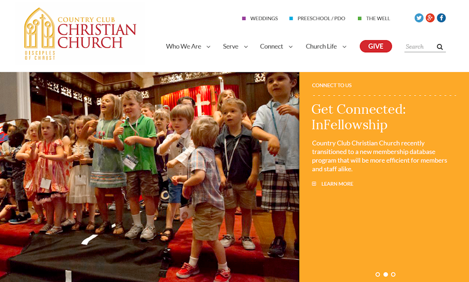 homepage for Christian church