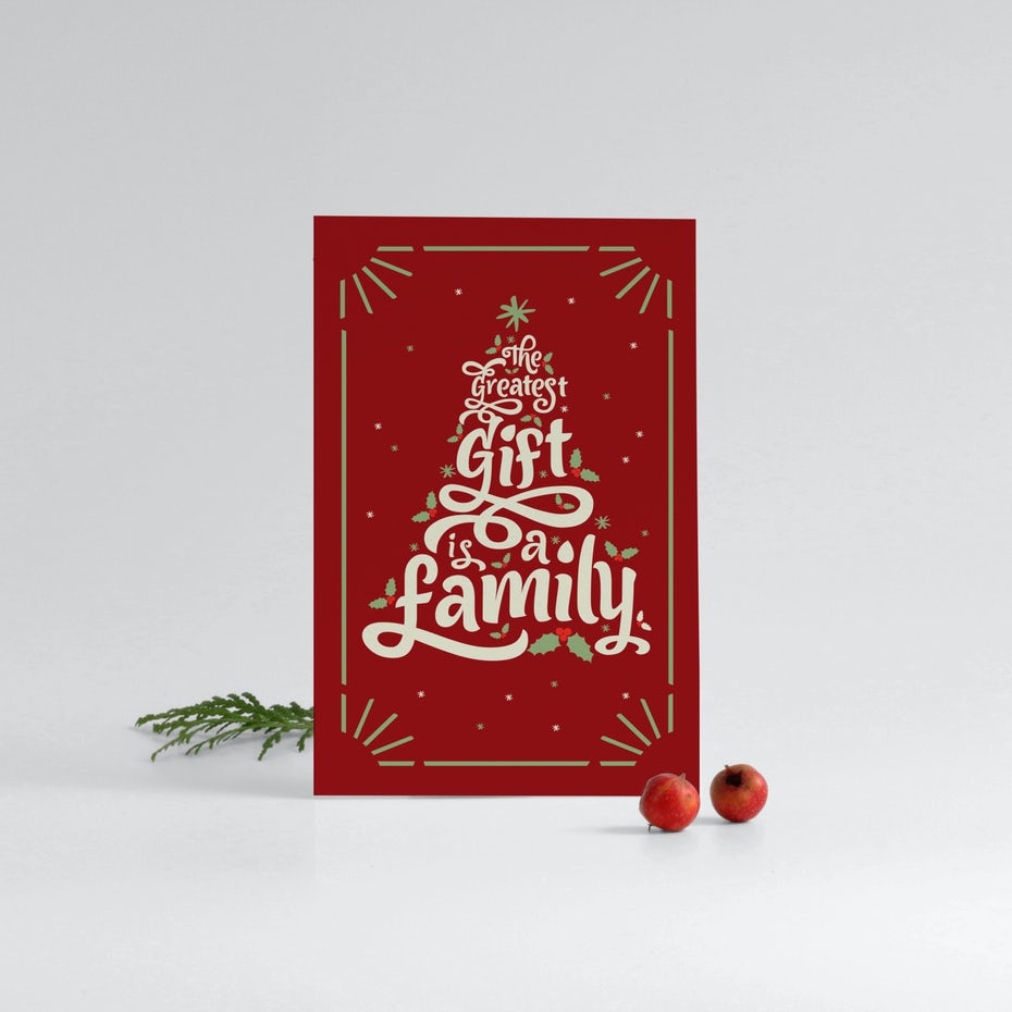 20 Stück Luxus Whimsical Text Design Slim Weihnachten Grußkarten