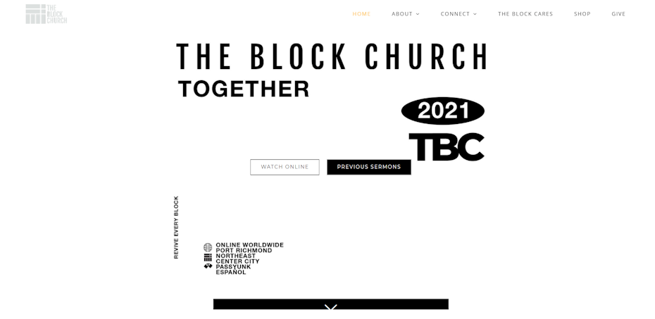 homepage for block church