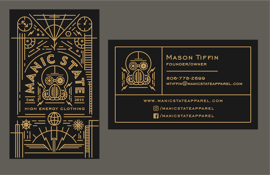 A business card design for an apparel company