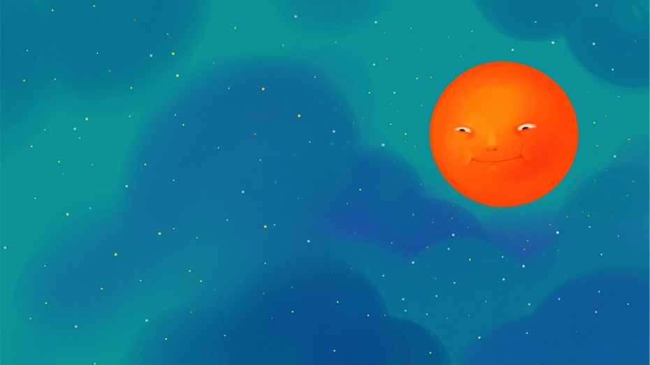 June calendar illustration featuring a sun and sky