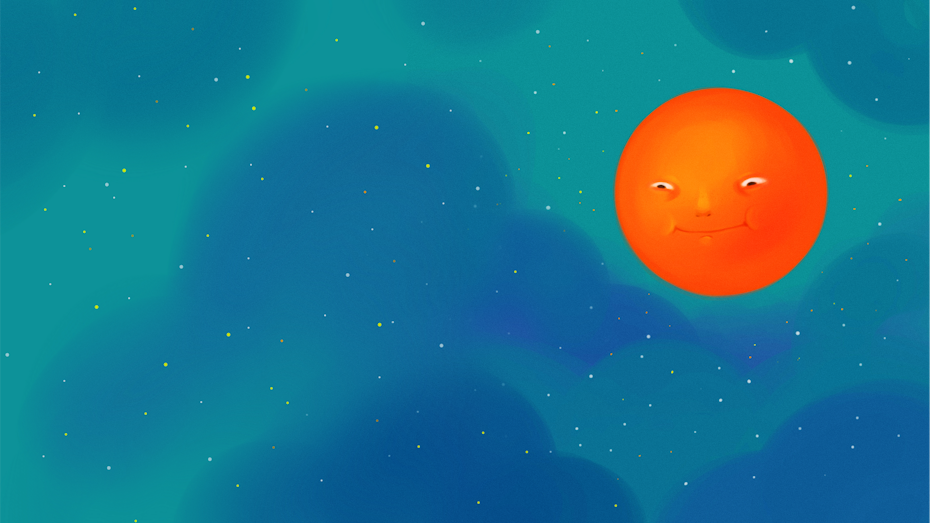 Juni-Kalenderillustration, die eine Sonne und einen Himmel kennzeichnet